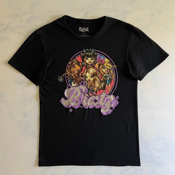 Bratz Black Y2K Sparkly Graphic Tee Shirt - Picture 1 of 5